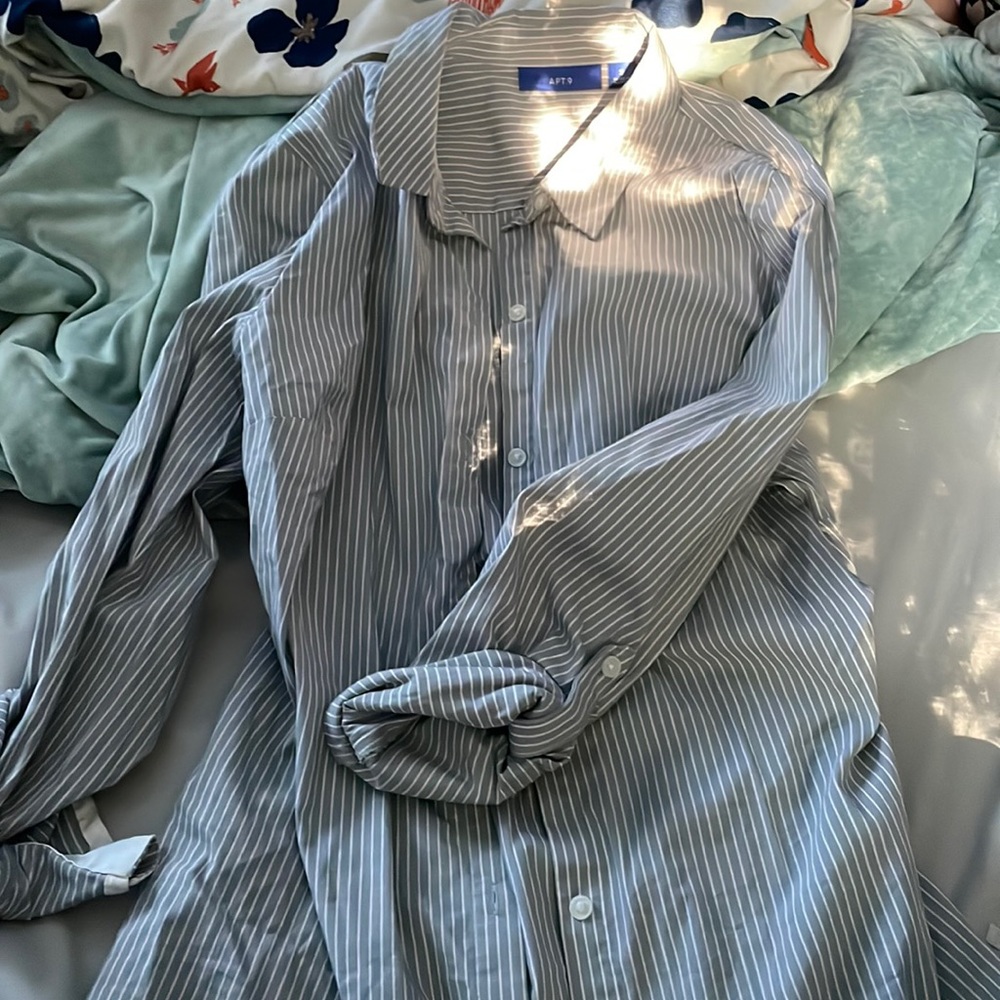White and gray button up